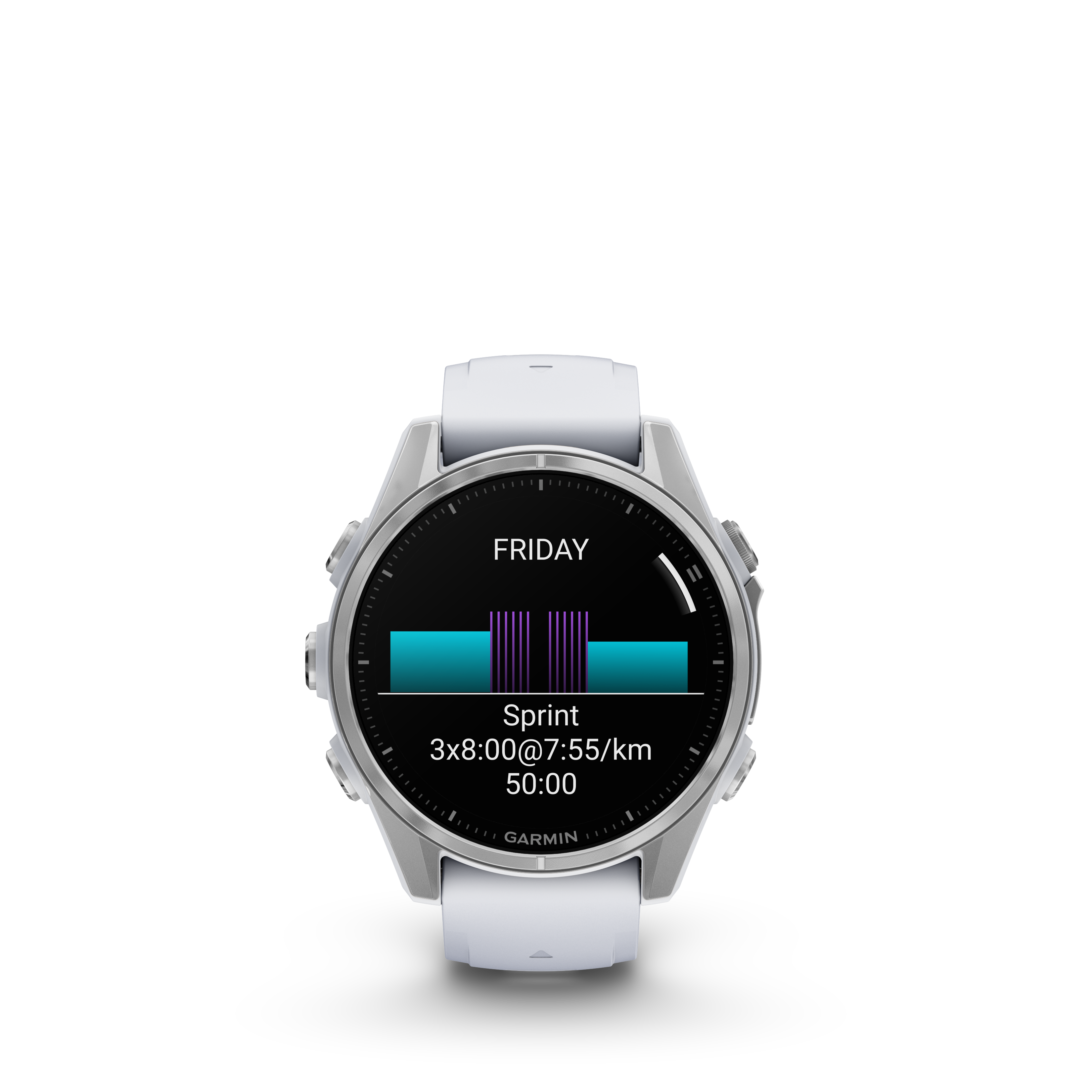 Fenix 8 Amoled Silver Whitestone Silicone Band 43 MM